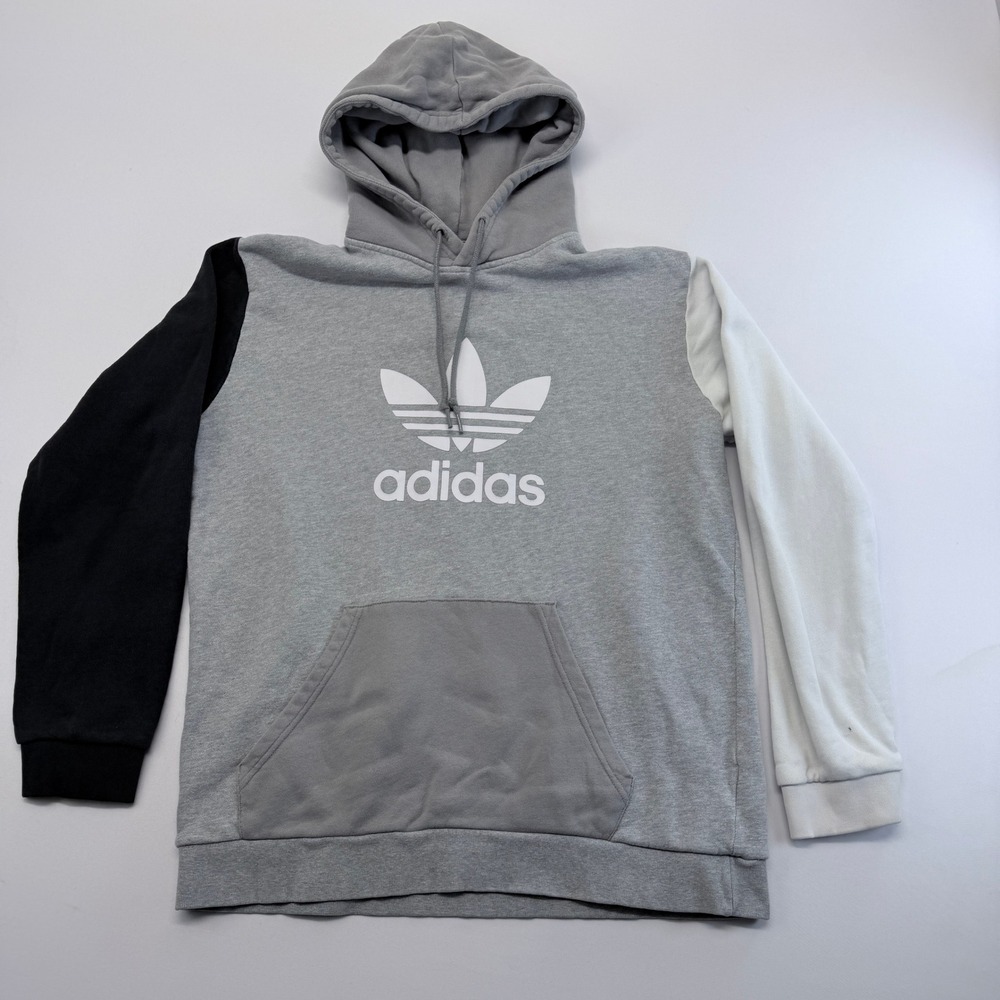 Adidas Originals Mens Trefoil Colorblock Hoodie Grey Black White Size M